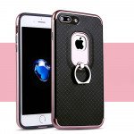 Wholesale iPhone 7 Aluminum Design Ring Holder Stand Case (Rose Gold)